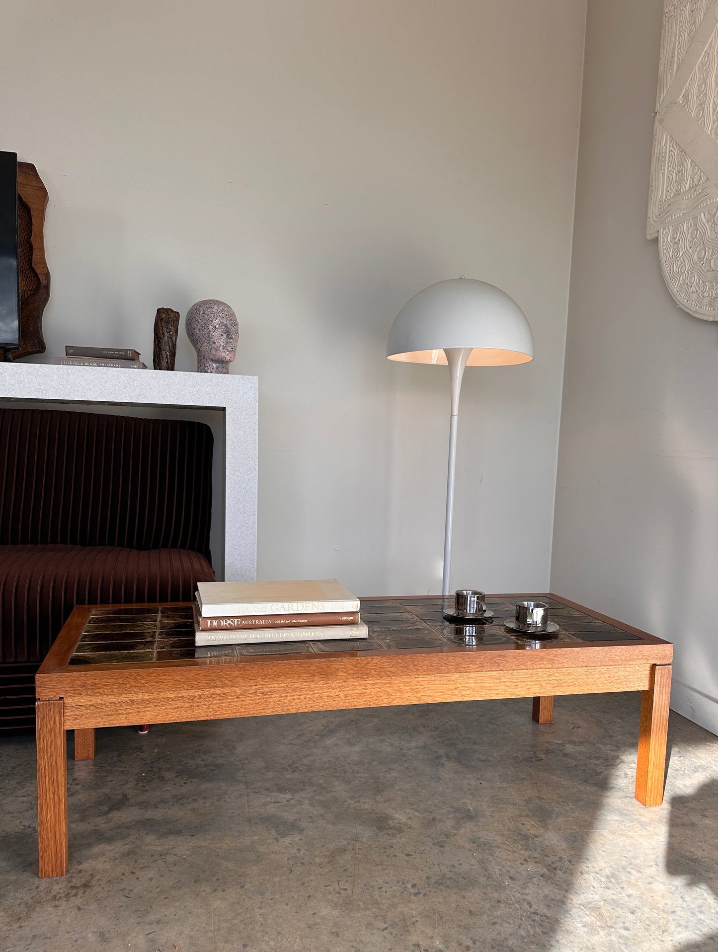 Vintage Mid-Century Green Tile & Timber Coffee Table