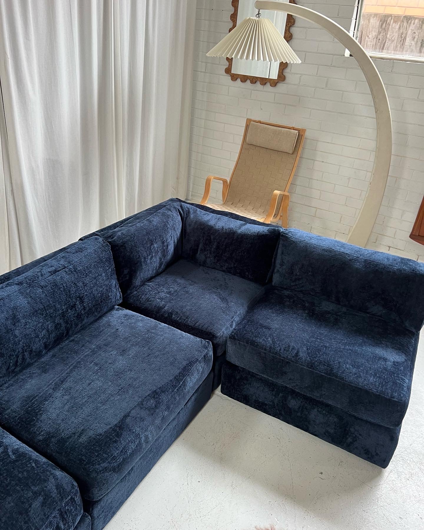 Bespoke Curved Navy Chenille Modular Sofa