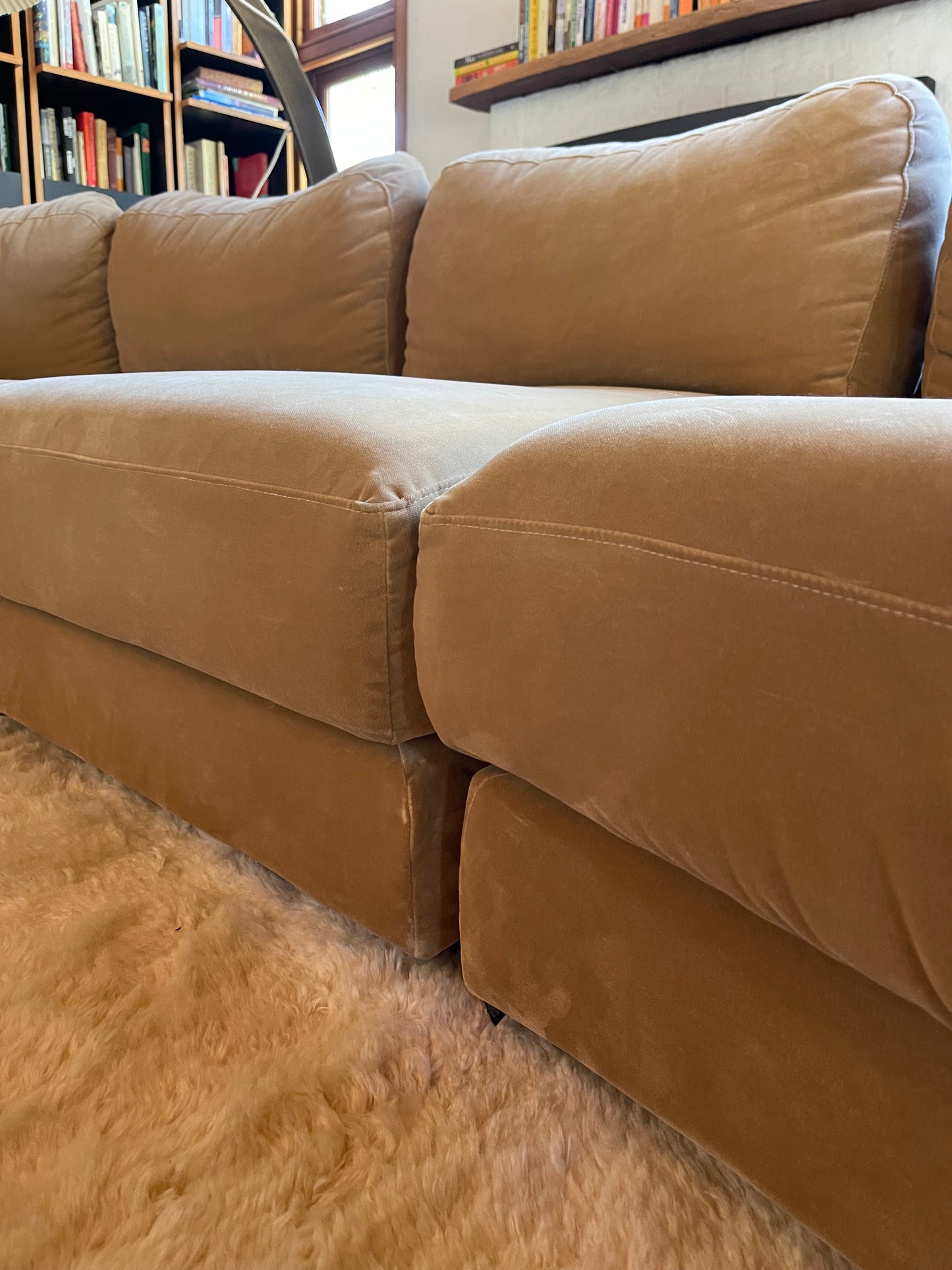 On Hold - Large Modular Soft Camel Velvet Sofa