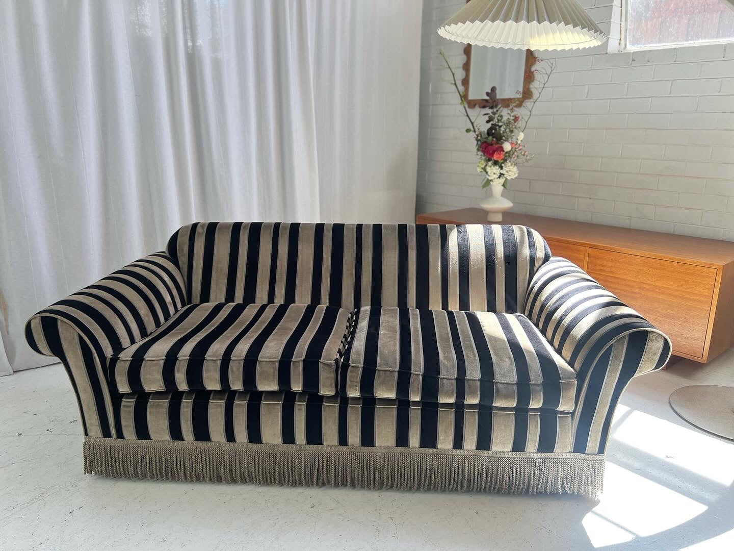 Vintage Stripe Velvet Sofa