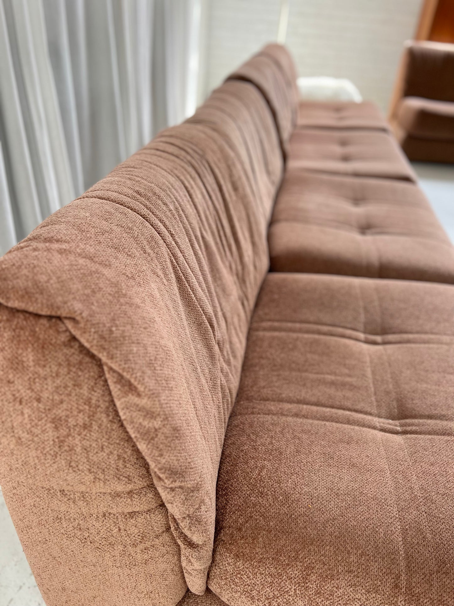 Vintage Dusty Pink Chenille Modular Sofa