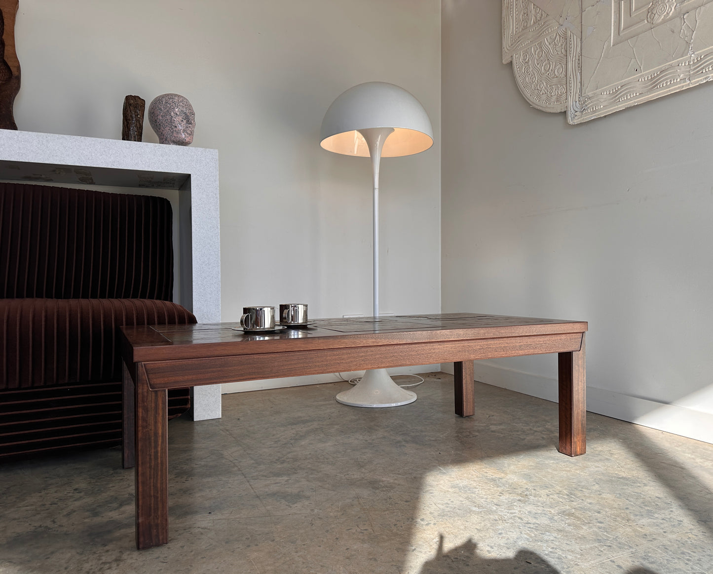 Vintage Mid-Century Rainbow Slate & Timber Coffee Table