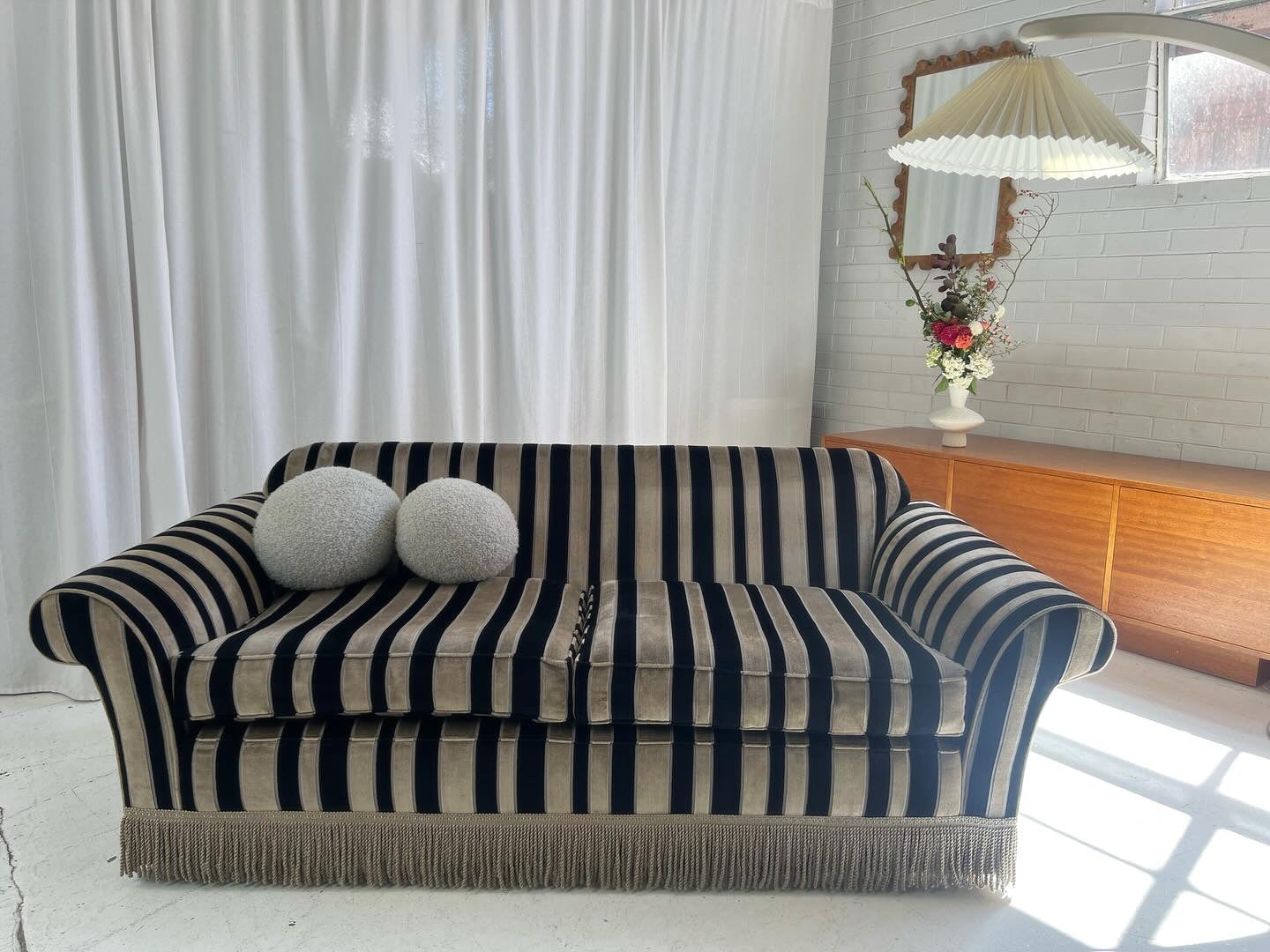 Vintage Stripe Velvet Sofa