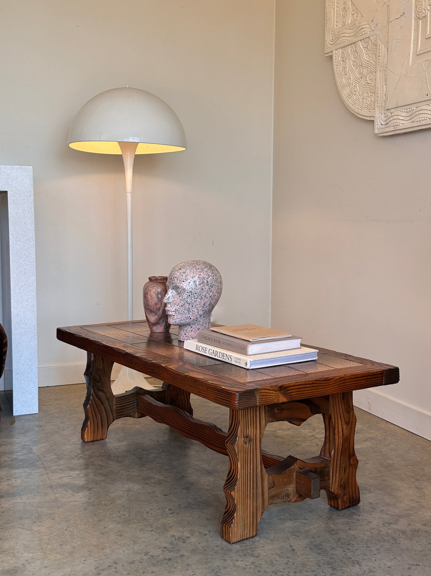 Vintage Retro Tile & Cedar Coffee Table - Spanish Revival