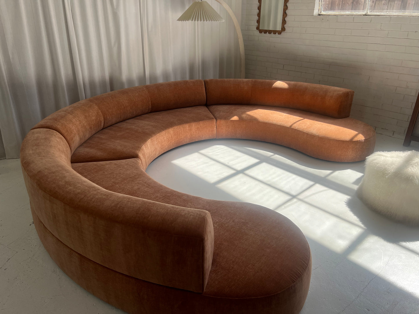 Bespoke Blush Velvet Curved Modular Sofa