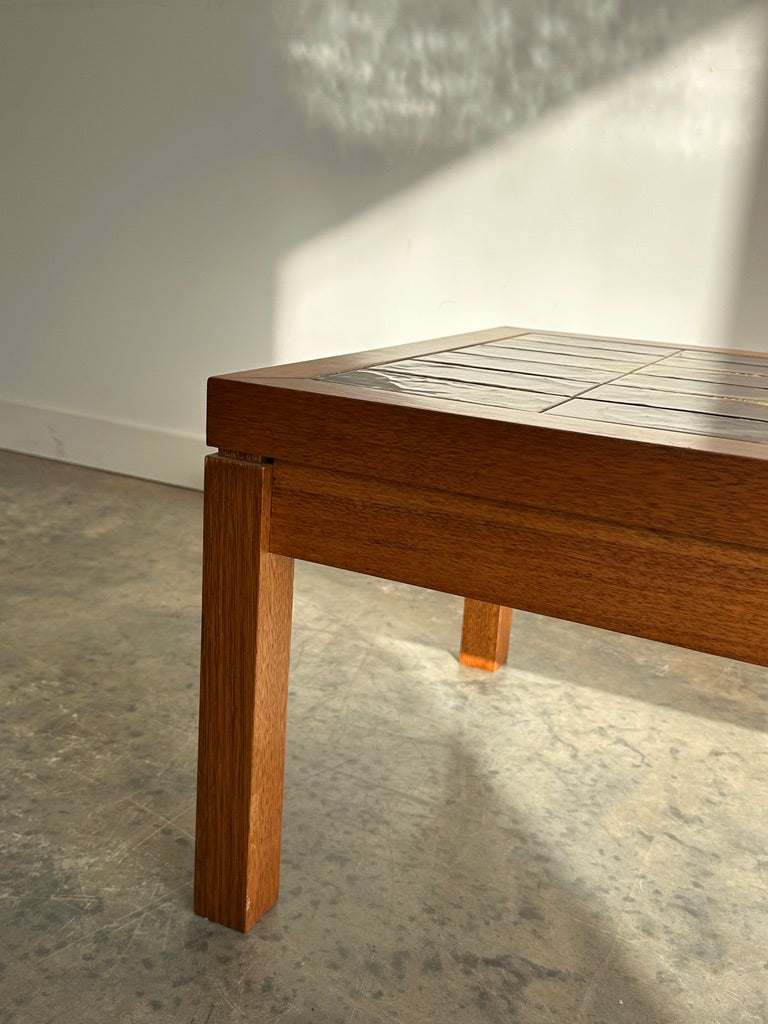 Vintage Mid-Century Green Tile & Timber Coffee Table