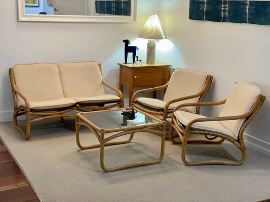Vintage Bamboo and Rattan Furniture Suite