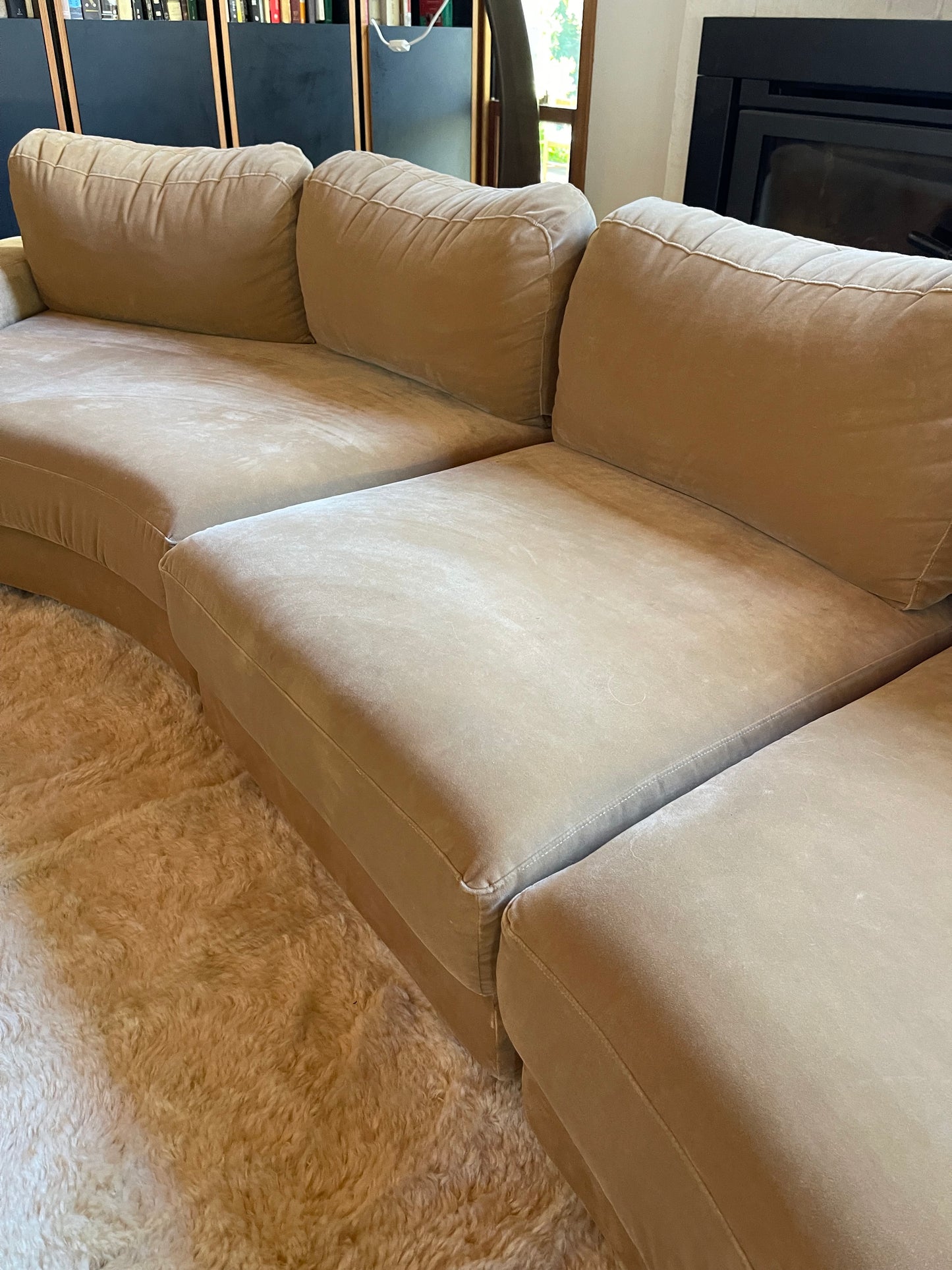 On Hold - Large Modular Soft Camel Velvet Sofa