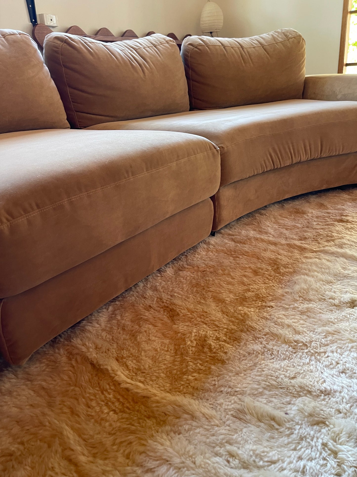 On Hold - Large Modular Soft Camel Velvet Sofa