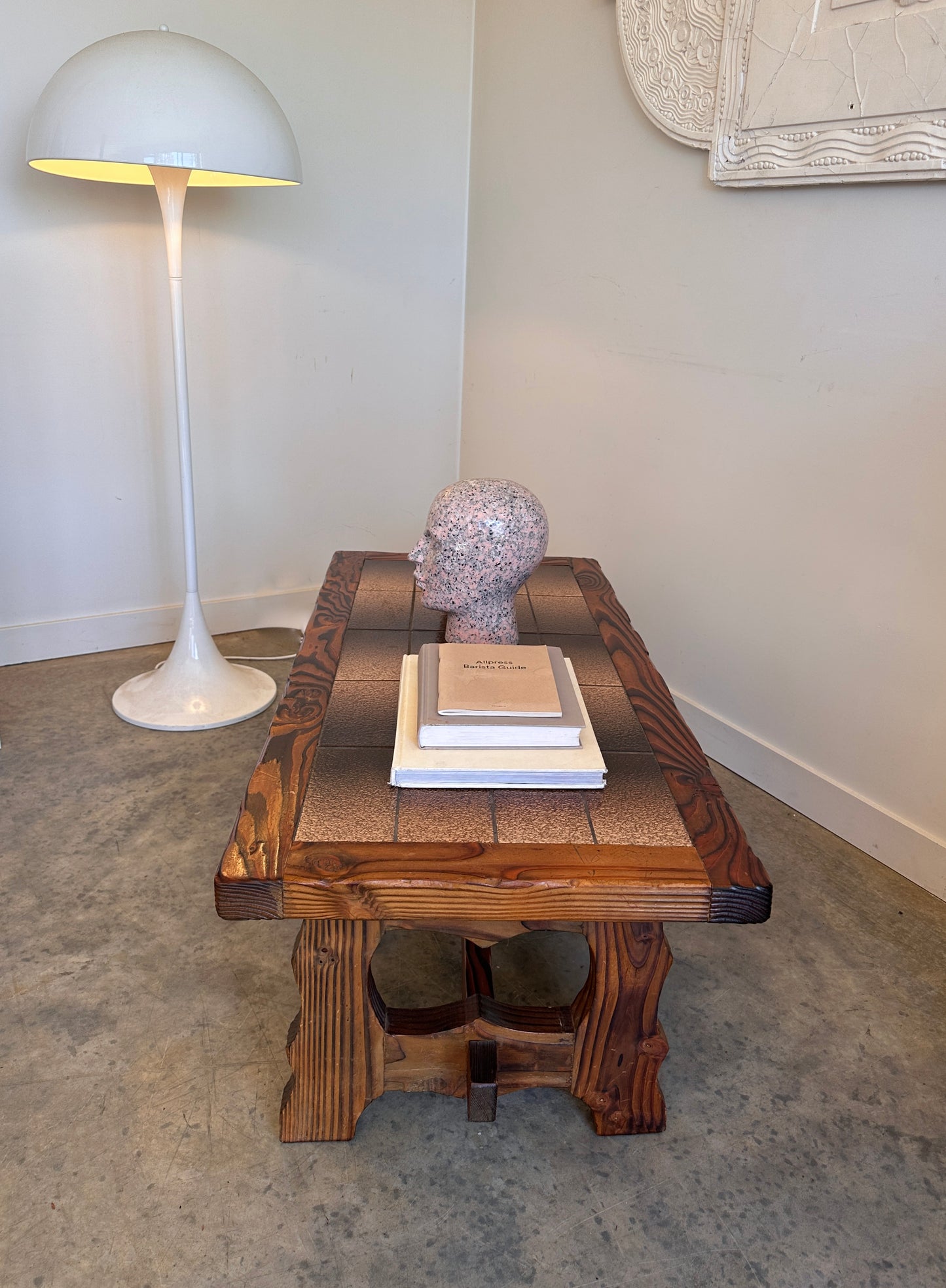 Vintage Retro Tile & Cedar Coffee Table - Spanish Revival