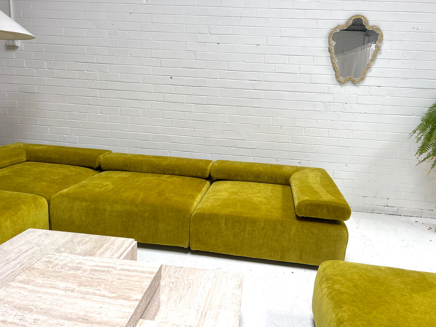 Bespoke Chartreuse Velvet Modular Sofa Set