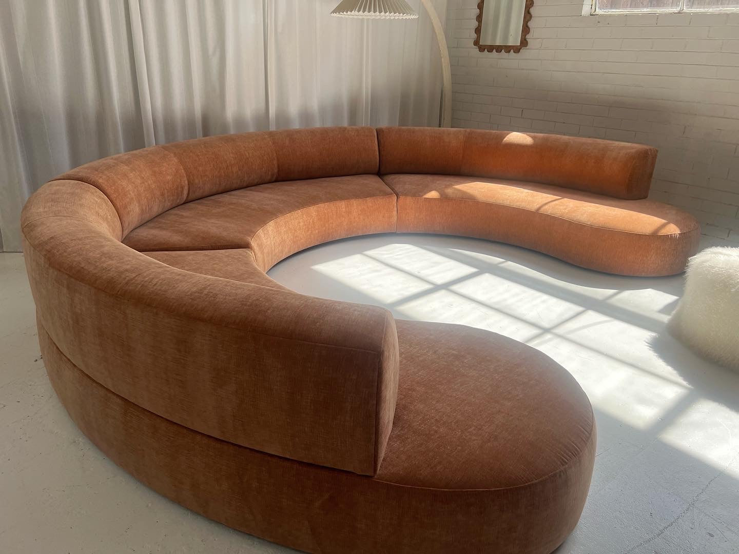 Bespoke Blush Velvet Curved Modular Sofa