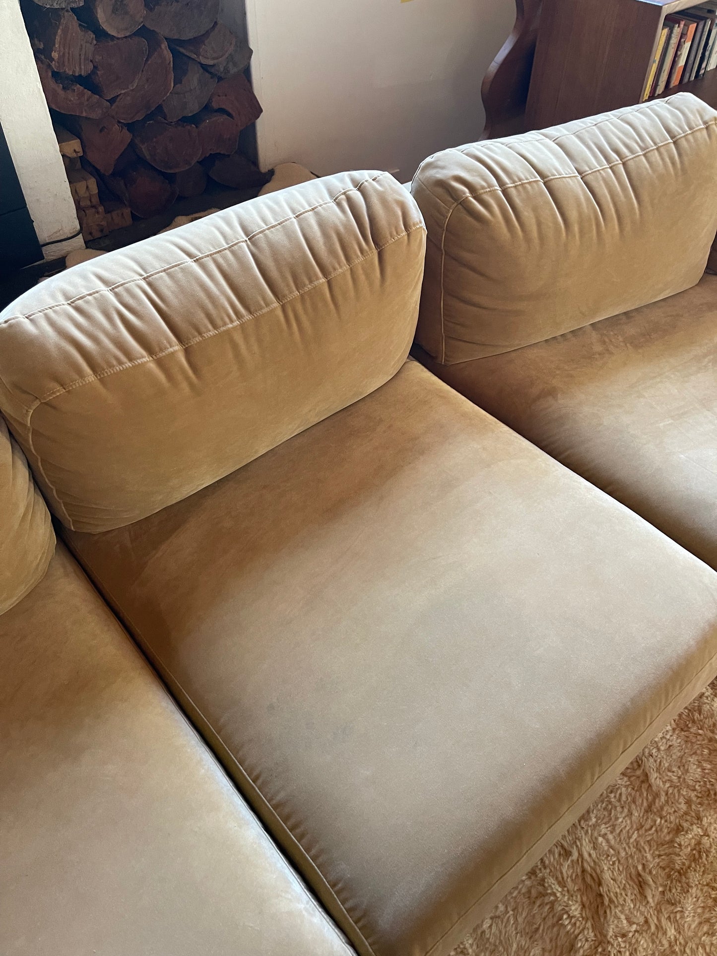 On Hold - Large Modular Soft Camel Velvet Sofa