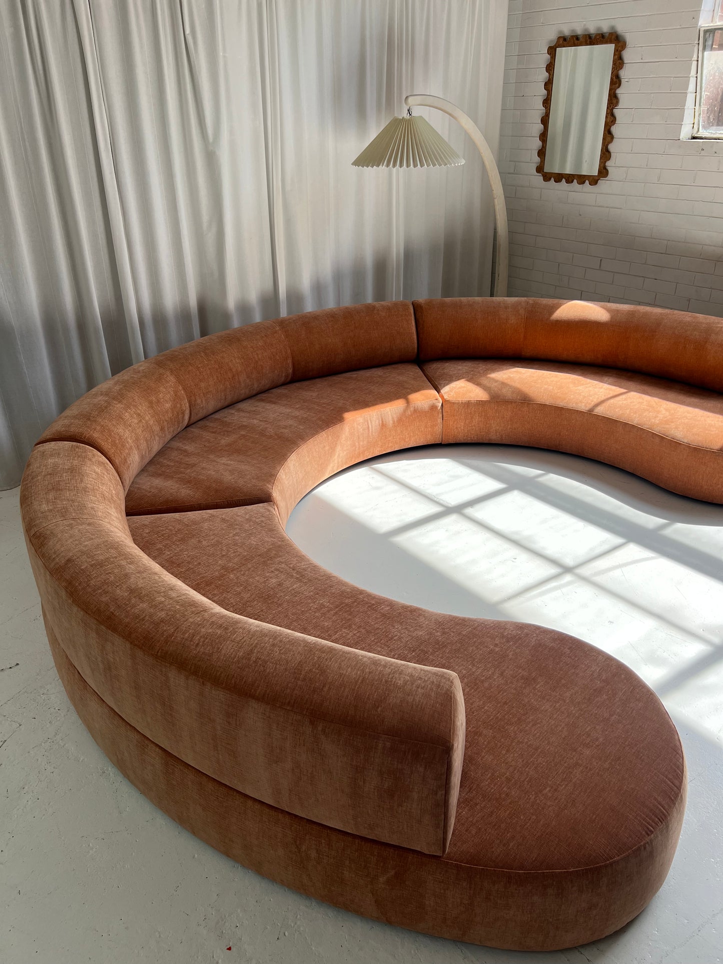 Bespoke Blush Velvet Curved Modular Sofa