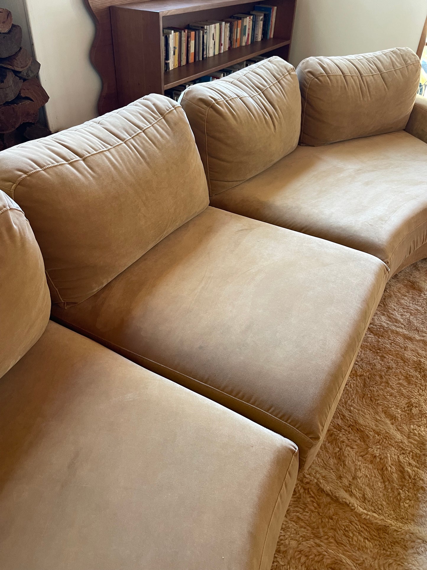 On Hold - Large Modular Soft Camel Velvet Sofa