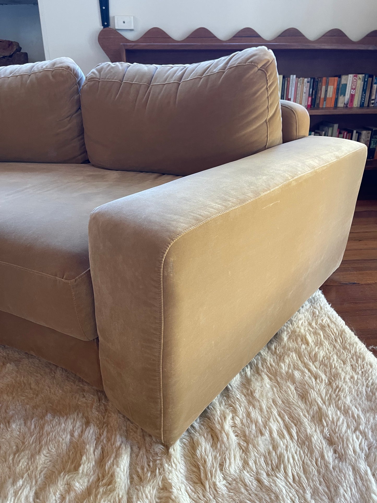 On Hold - Large Modular Soft Camel Velvet Sofa