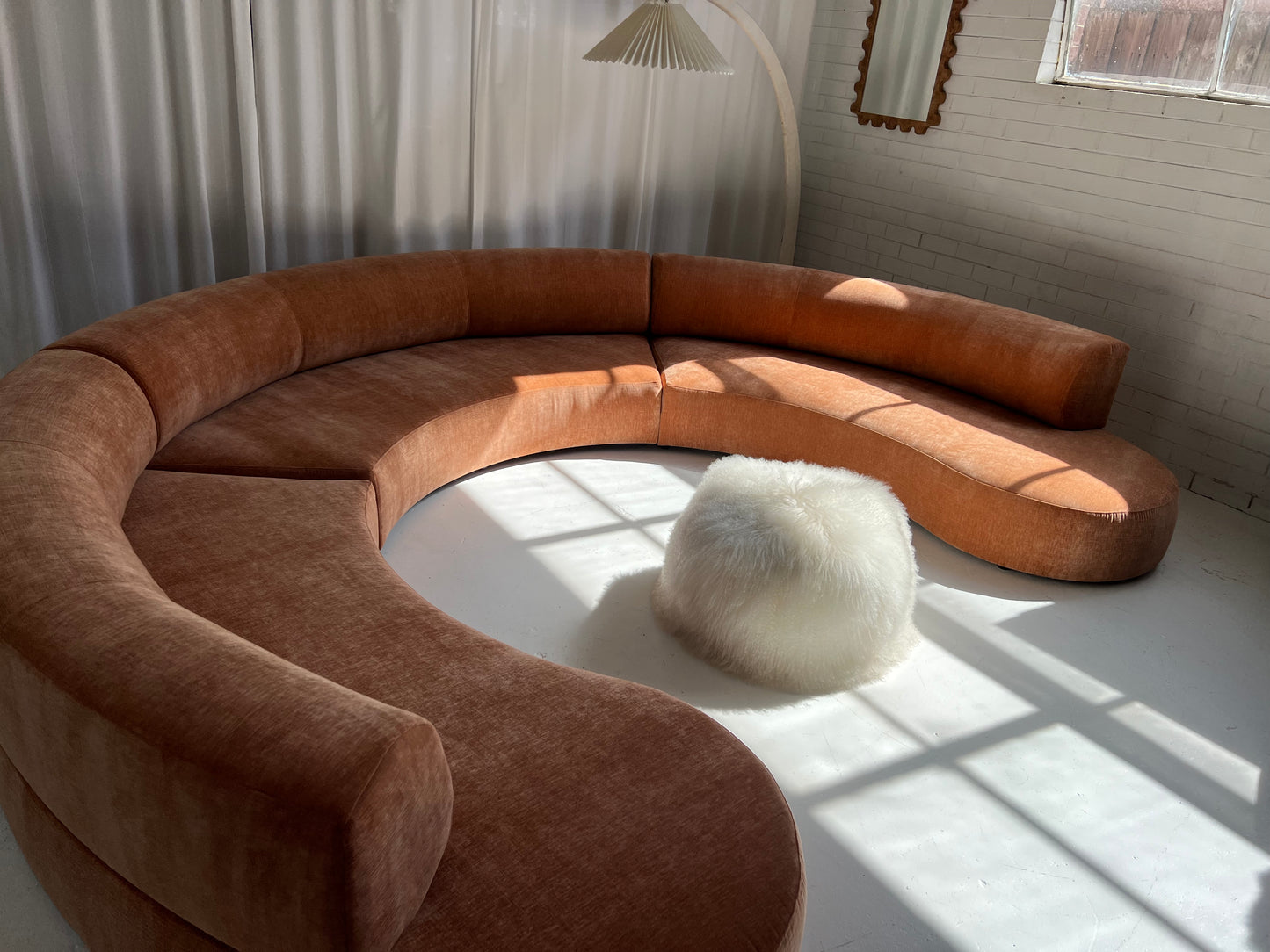 Bespoke Blush Velvet Curved Modular Sofa