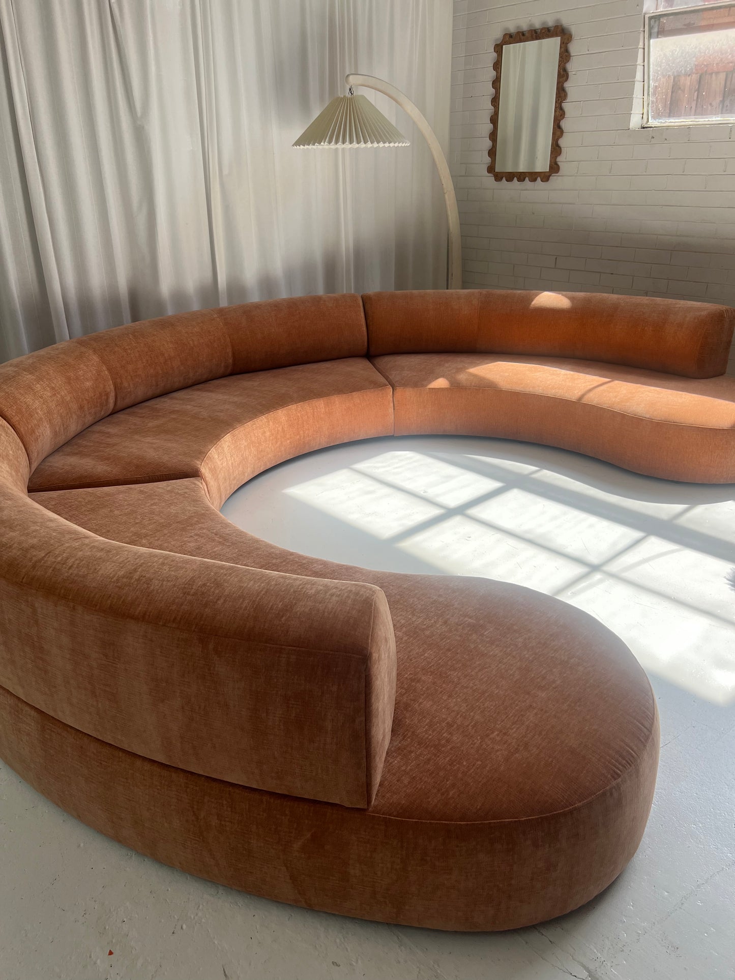 Bespoke Blush Velvet Curved Modular Sofa