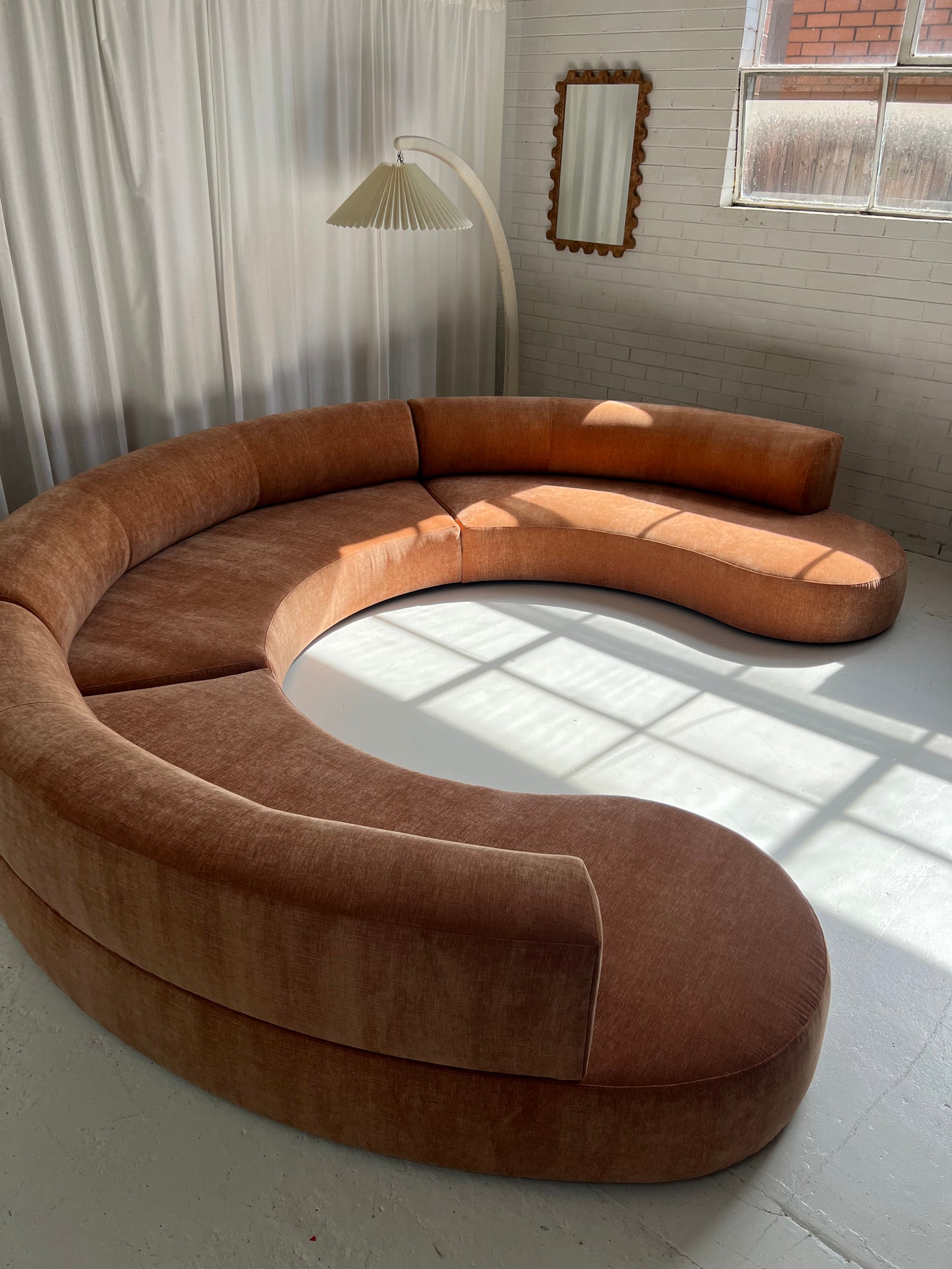 Bespoke Blush Velvet Curved Modular Sofa