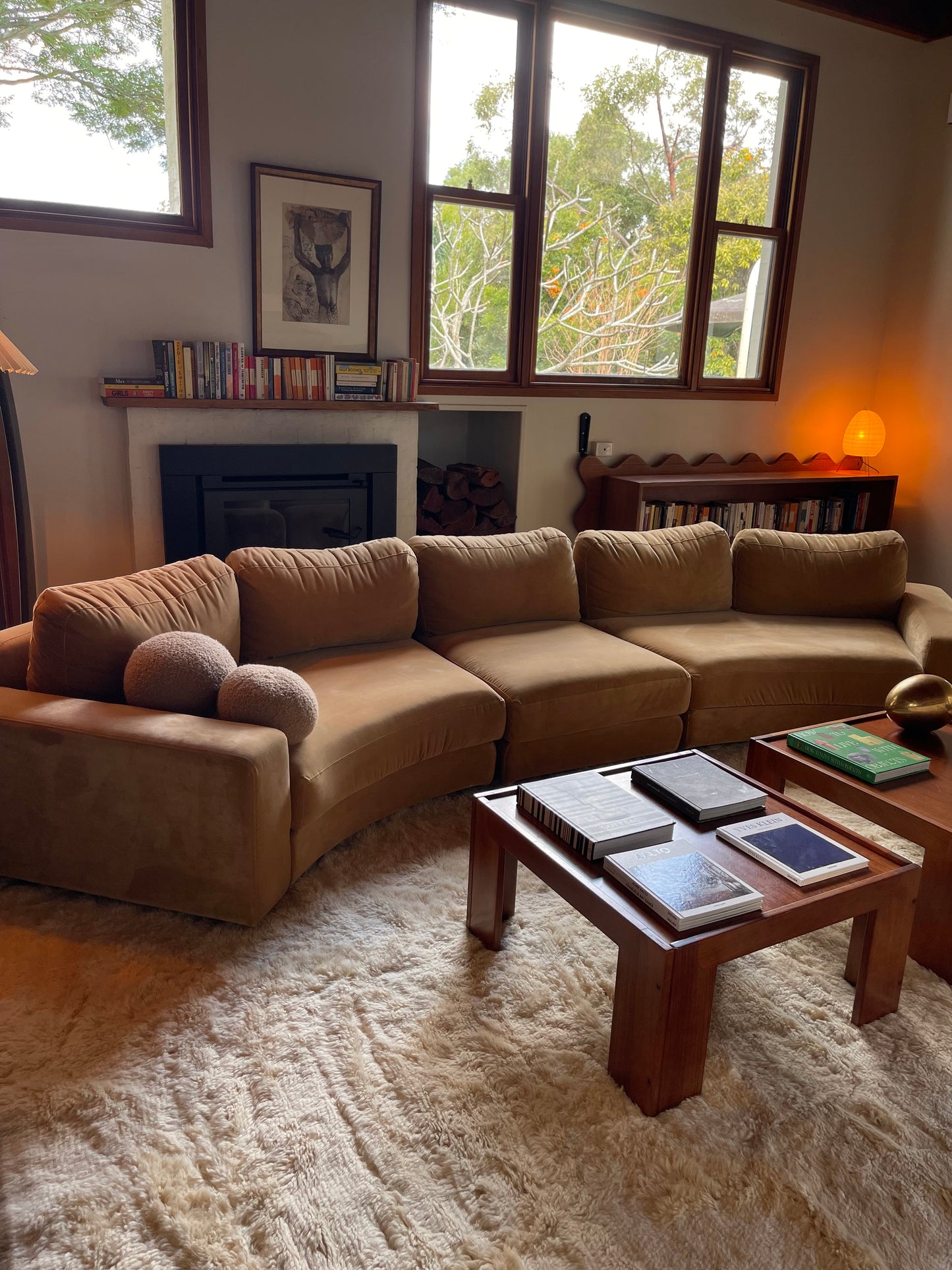 On Hold - Large Modular Soft Camel Velvet Sofa