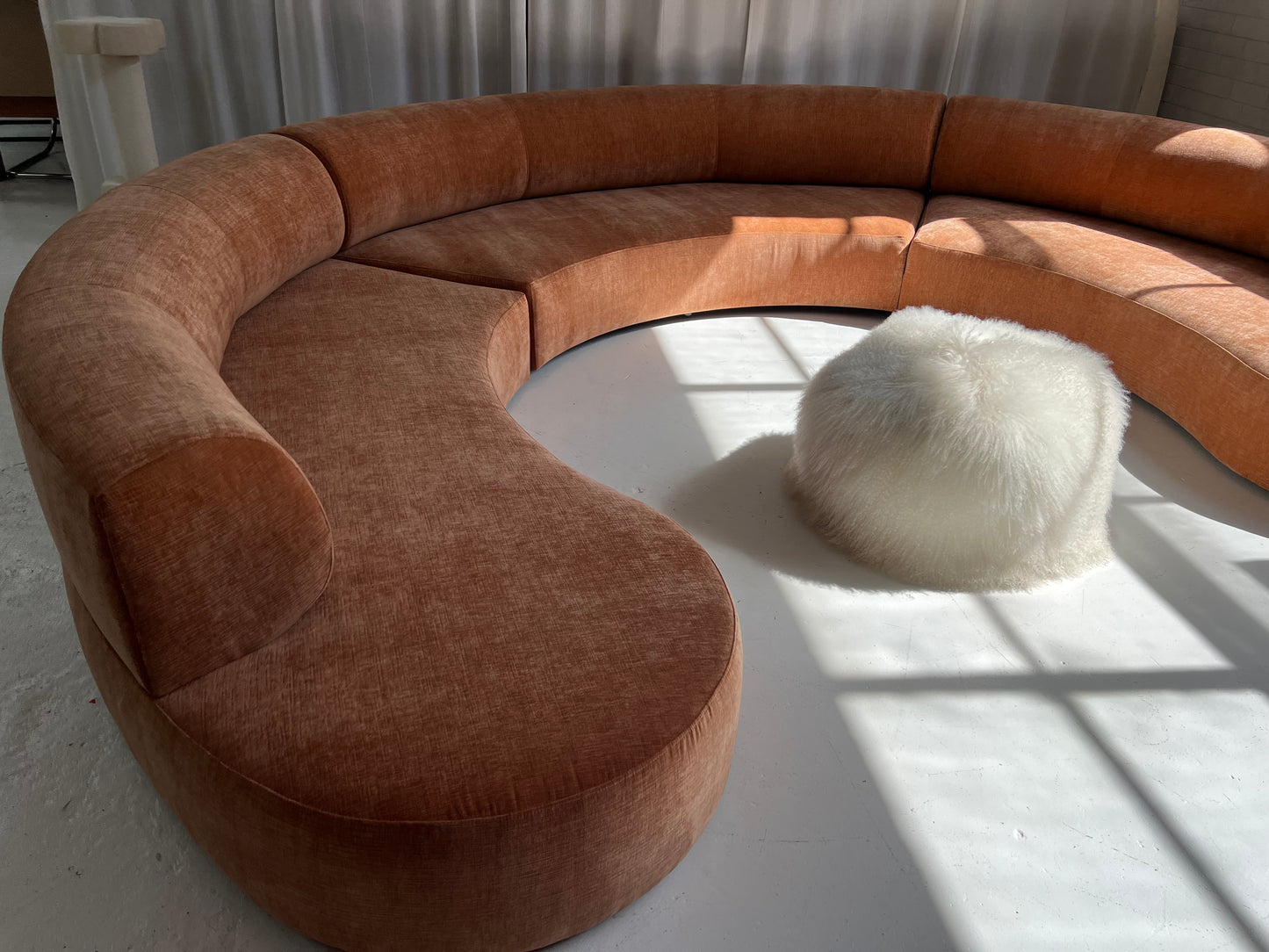 Bespoke Blush Velvet Curved Modular Sofa