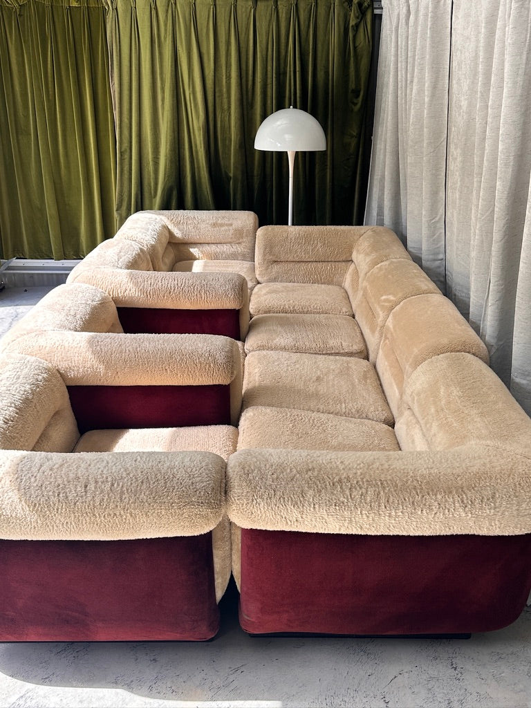 Vintage 8 Piece Fluffy Vanderoza Modular Sofa, 70’s