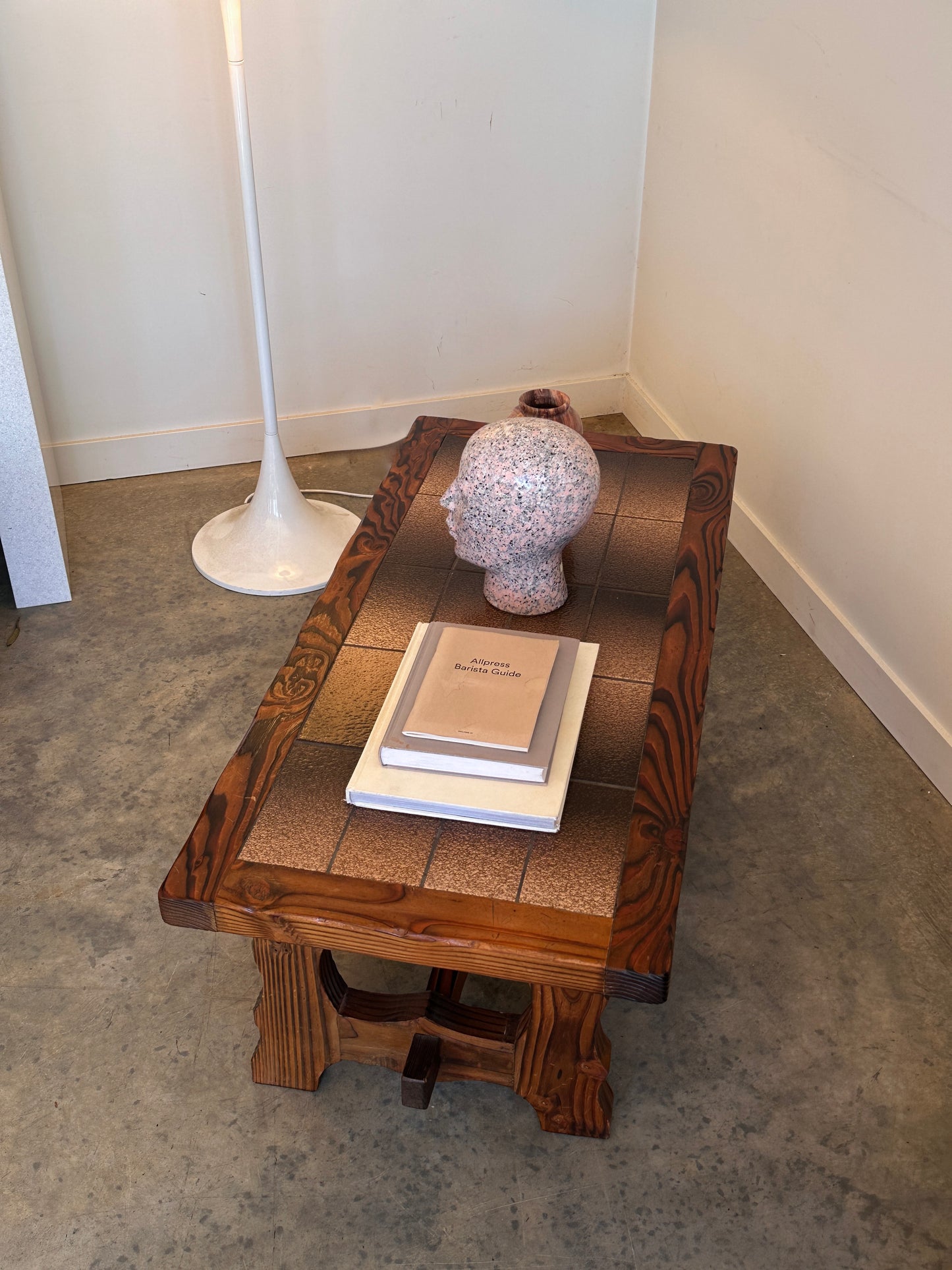 Vintage Retro Tile & Cedar Coffee Table - Spanish Revival