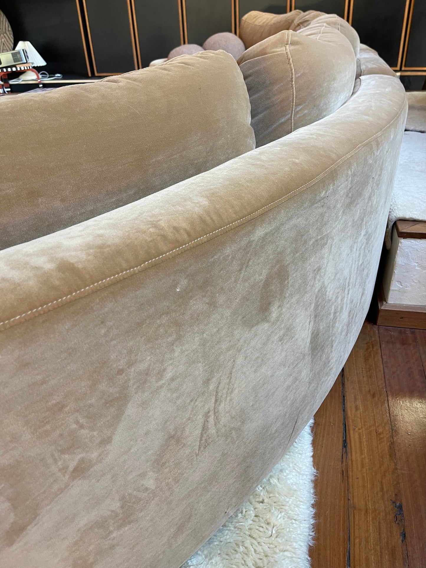 On Hold - Large Modular Soft Camel Velvet Sofa