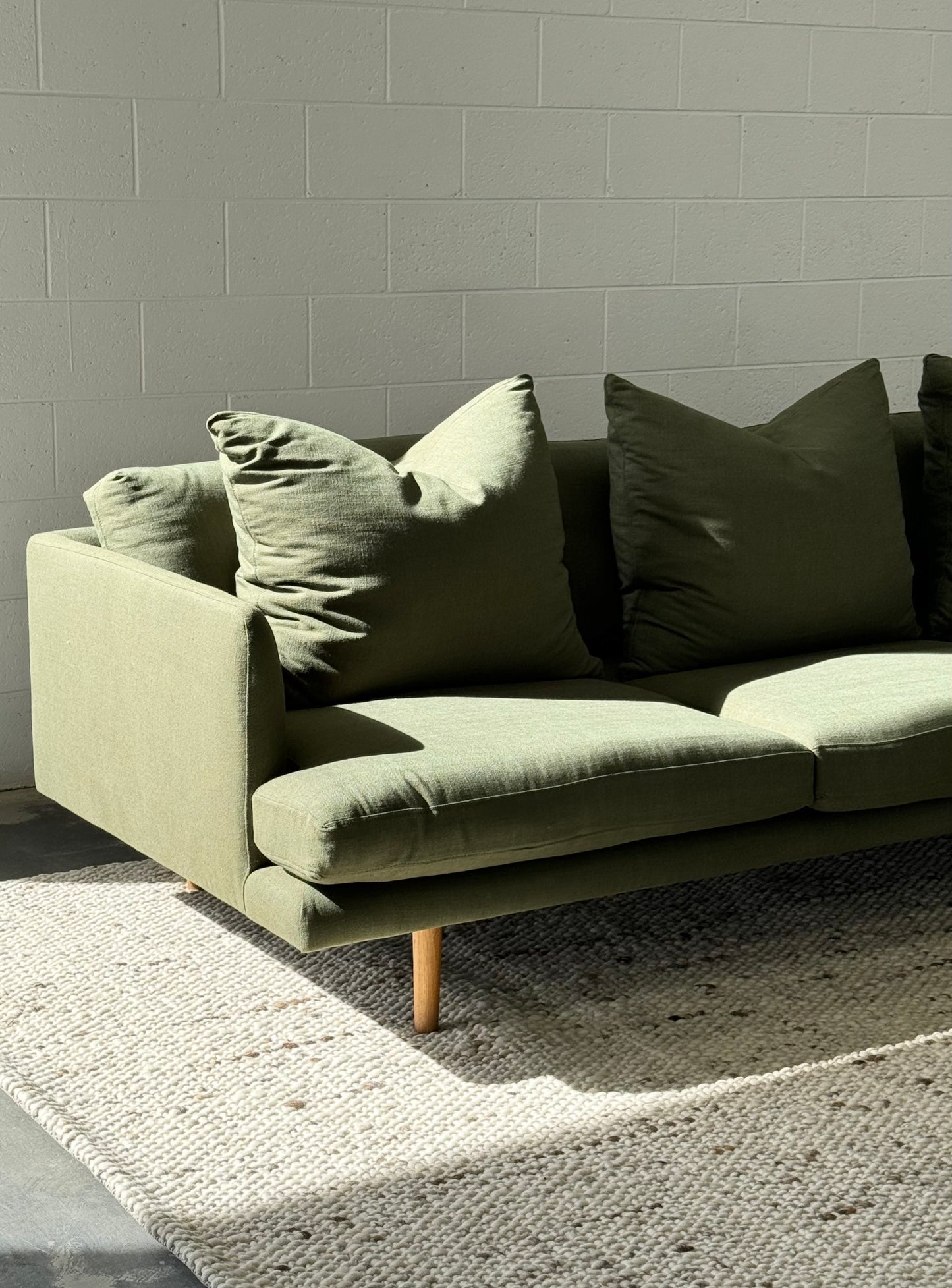 ON HOLD -Green Linen Jardan Nook Sofa