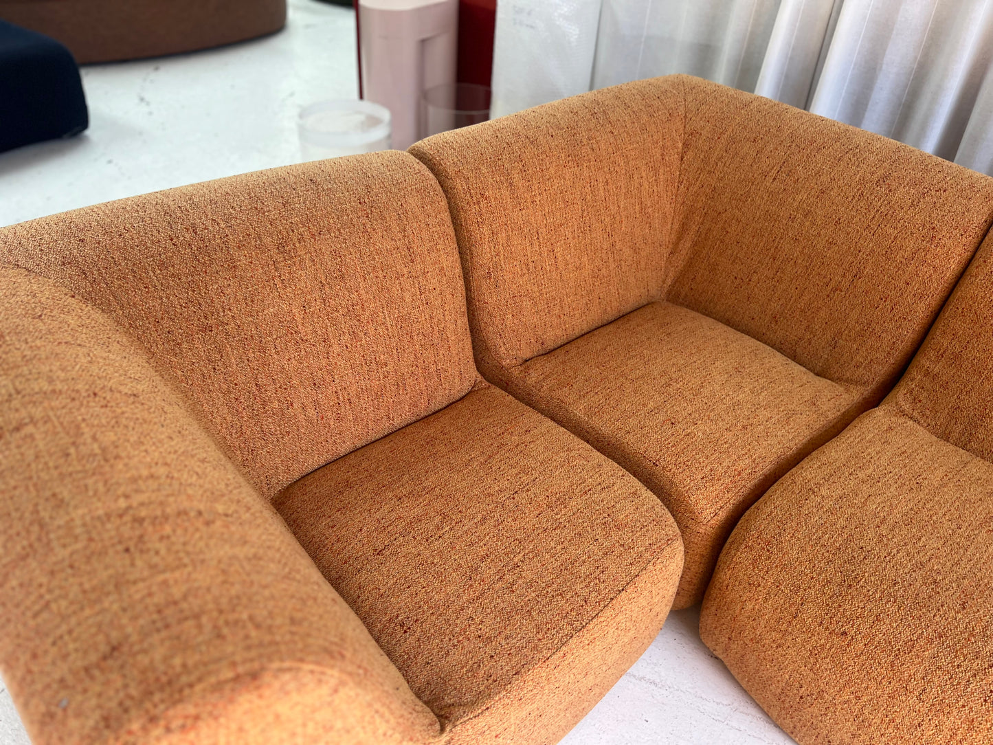 Bespoke Vintage Boucle Curved Modular Sofa