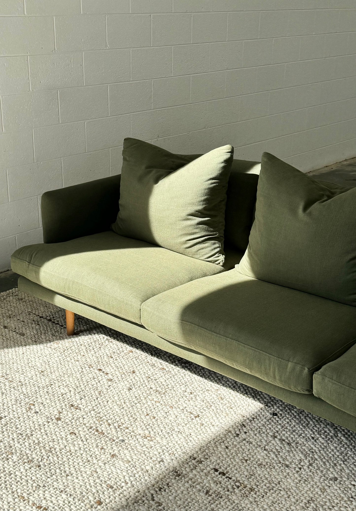ON HOLD -Green Linen Jardan Nook Sofa