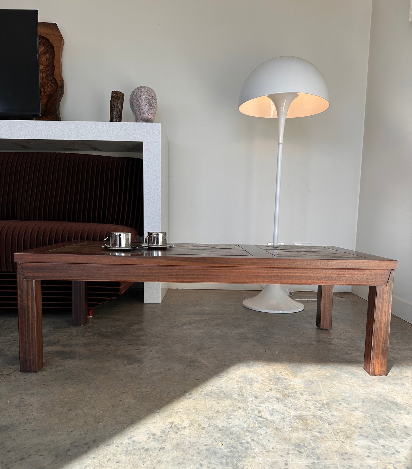 Vintage Mid-Century Rainbow Slate & Timber Coffee Table