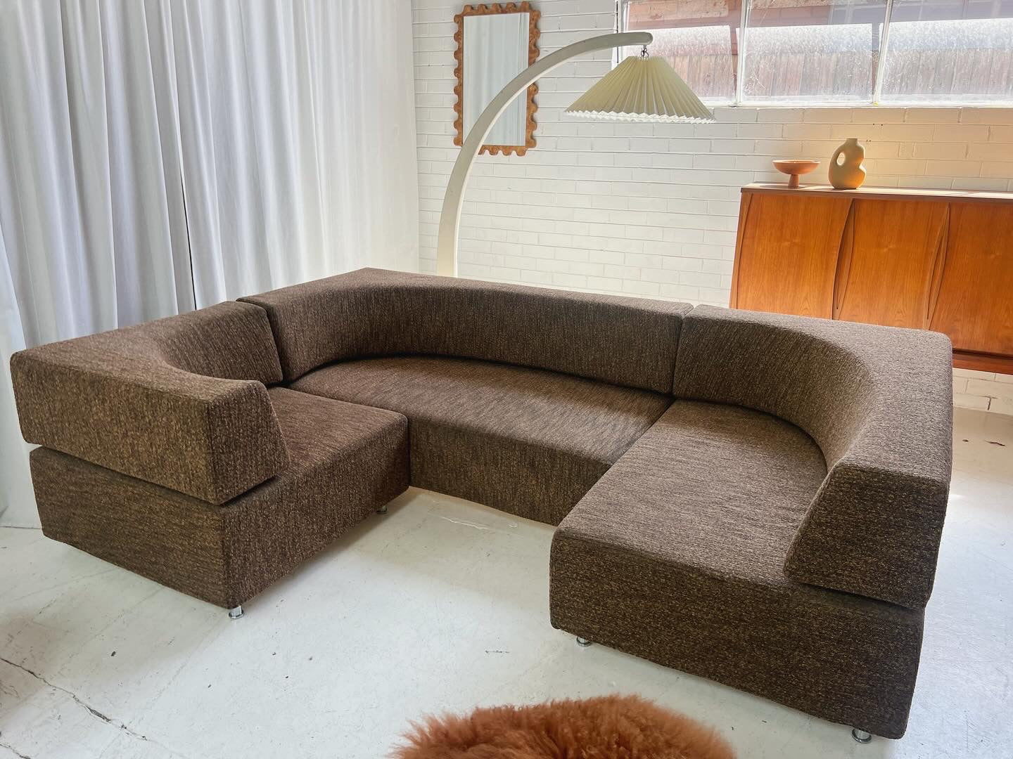 ON HOLD - Vintage Italian Designer Chunky Boucle Modular Sofa