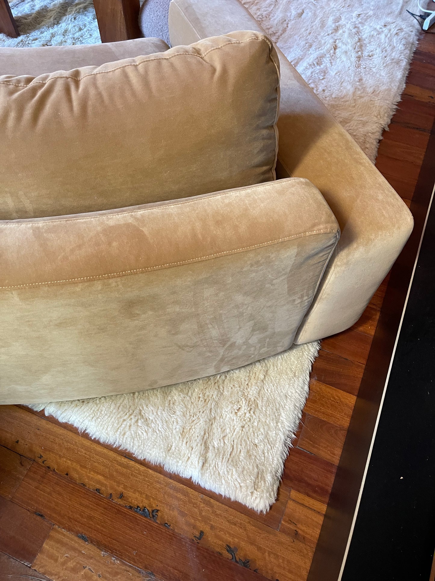 On Hold - Large Modular Soft Camel Velvet Sofa