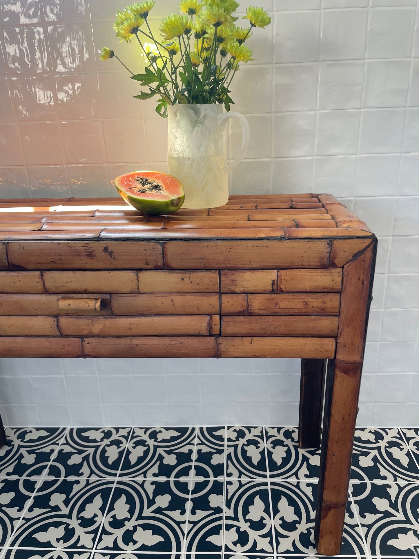 Vintage Bamboo Console Table