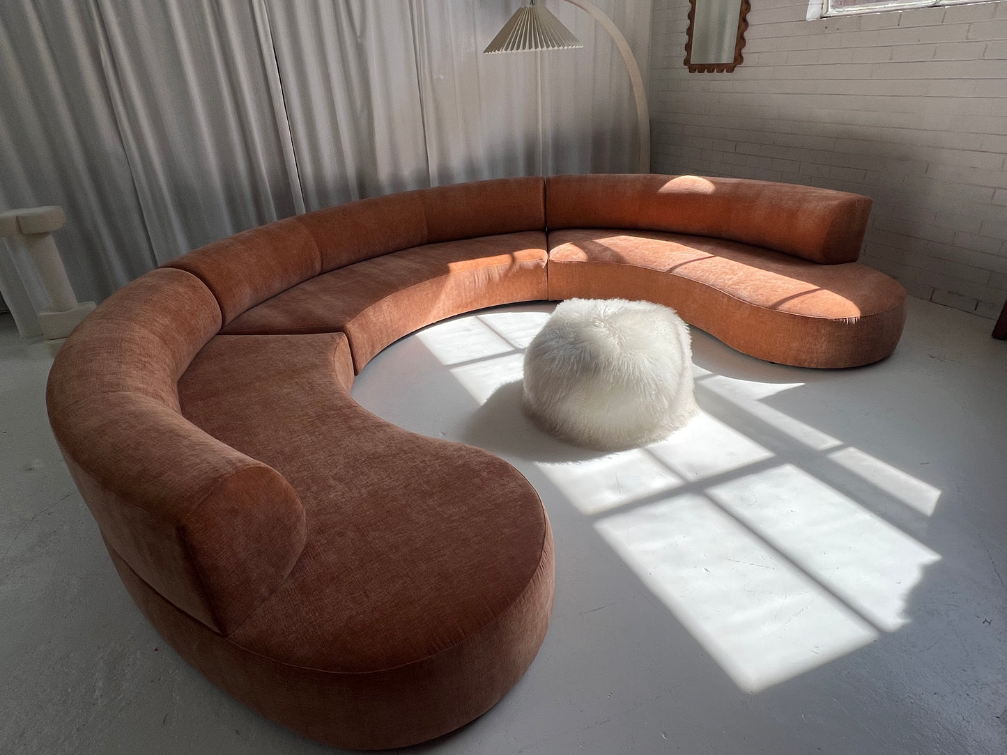 Bespoke Blush Velvet Curved Modular Sofa
