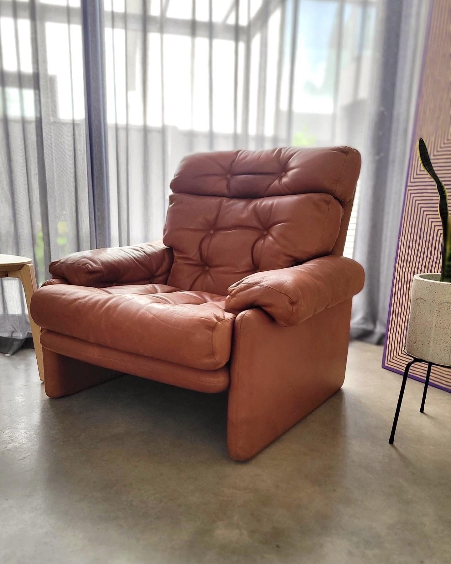B&B Italia leather 'CORONADO' armchair by Afra & Tobia Scarpa