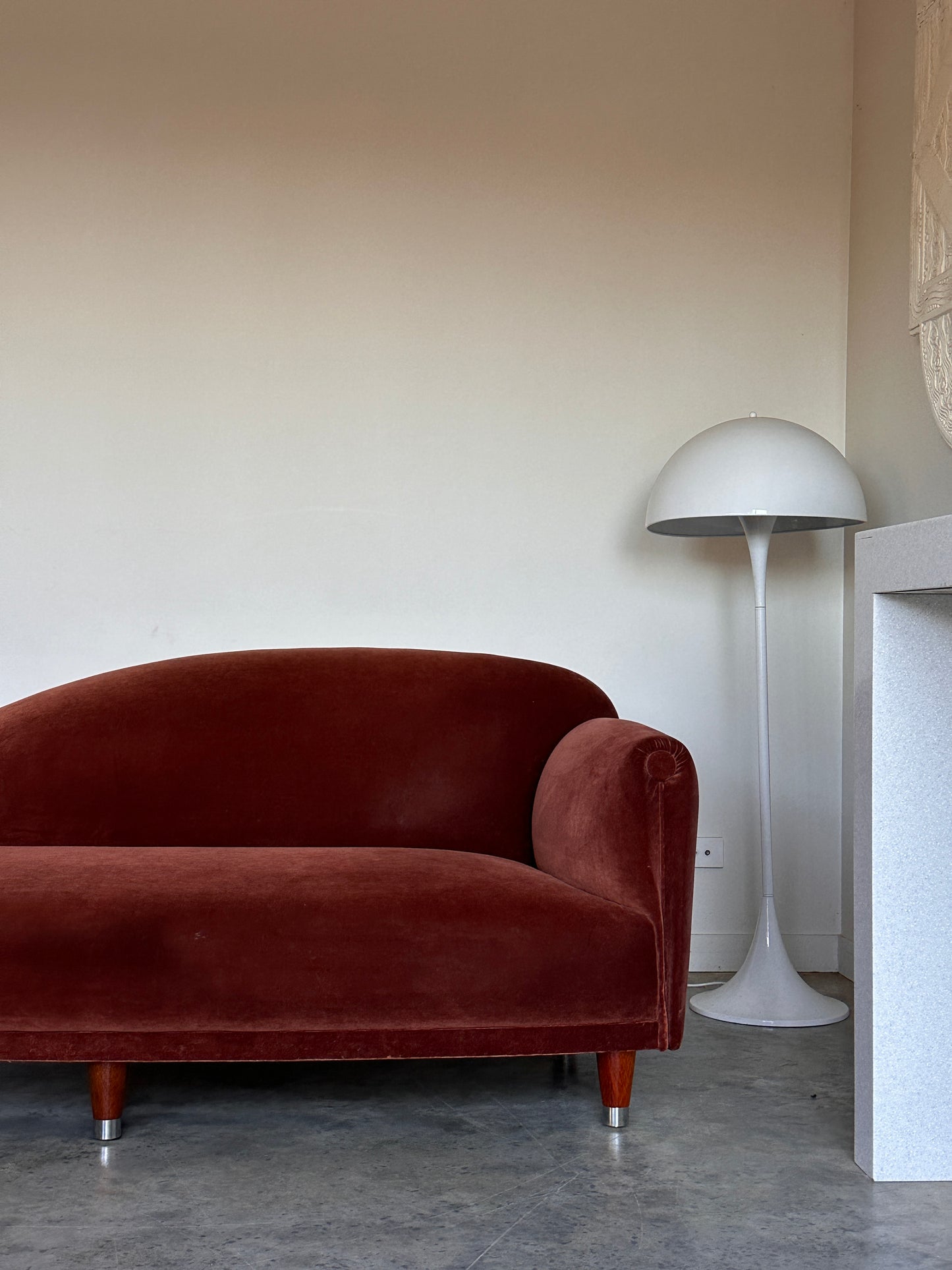 Vintage Chocolate Velvet Chaise Lounge