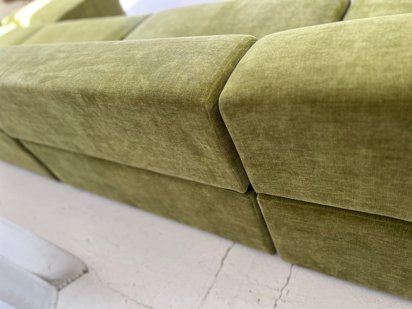 Bespoke Large Olive Velvet Modular Sofa Set