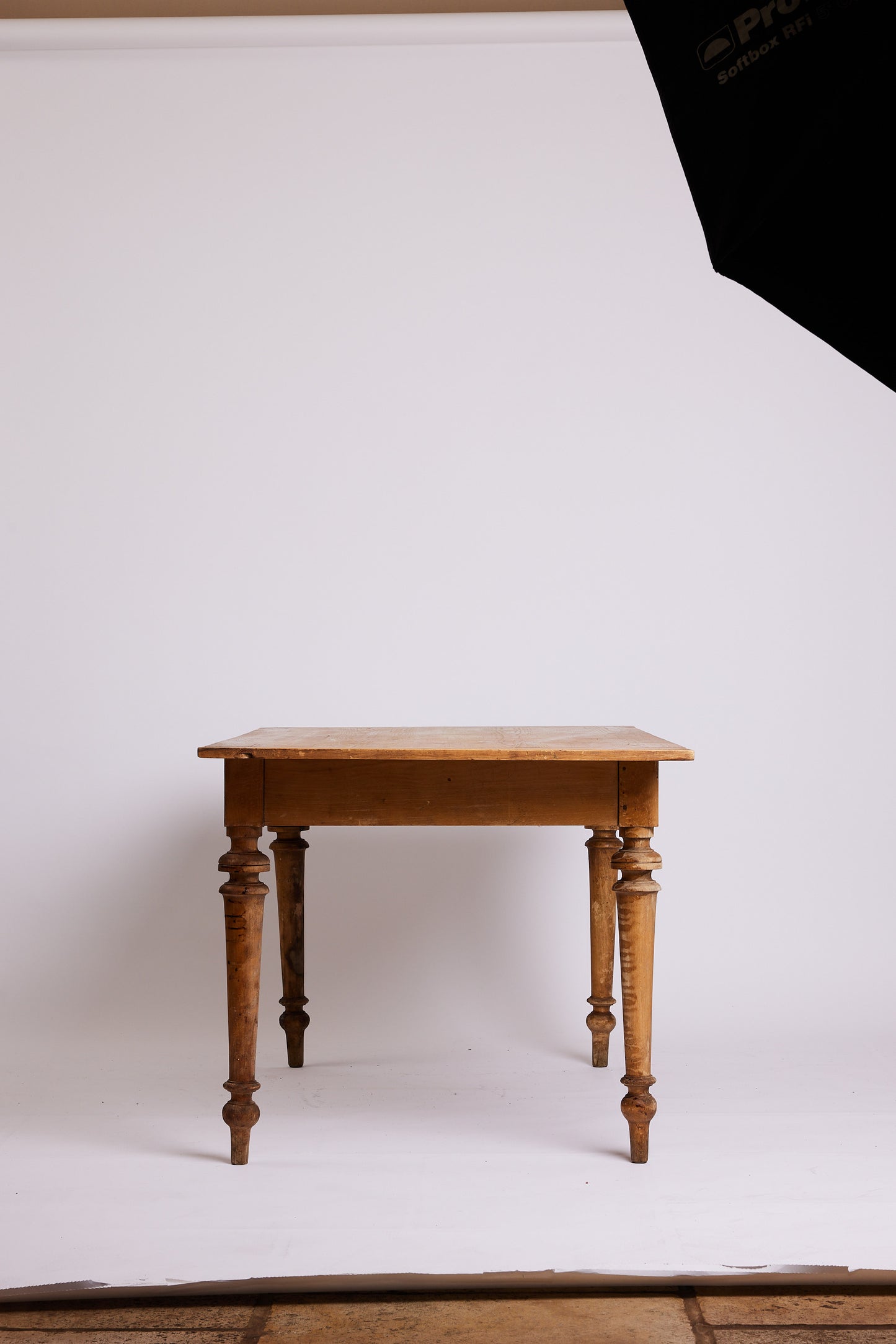 Antique European Pine Farmhouse Table with Single Drawer