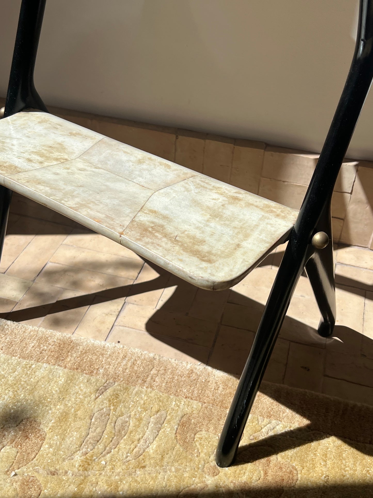 Ico Parisi Parchment Side Table with Goat Skin Shelves