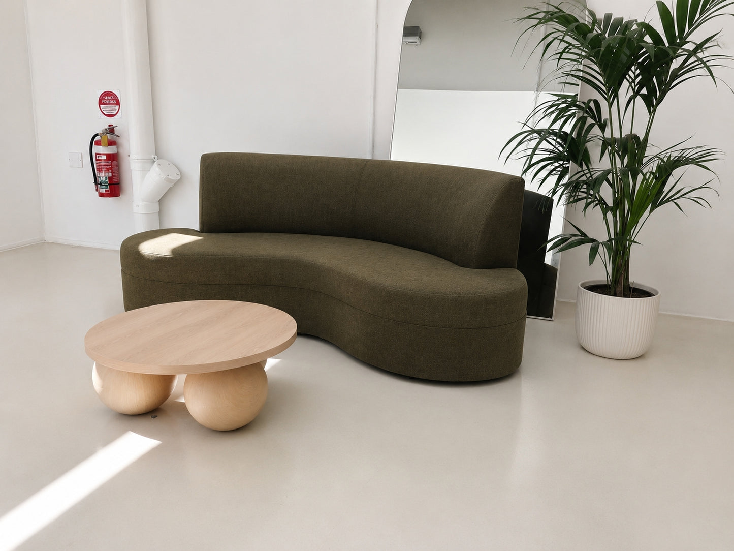 Green Velvet Curved Sofa