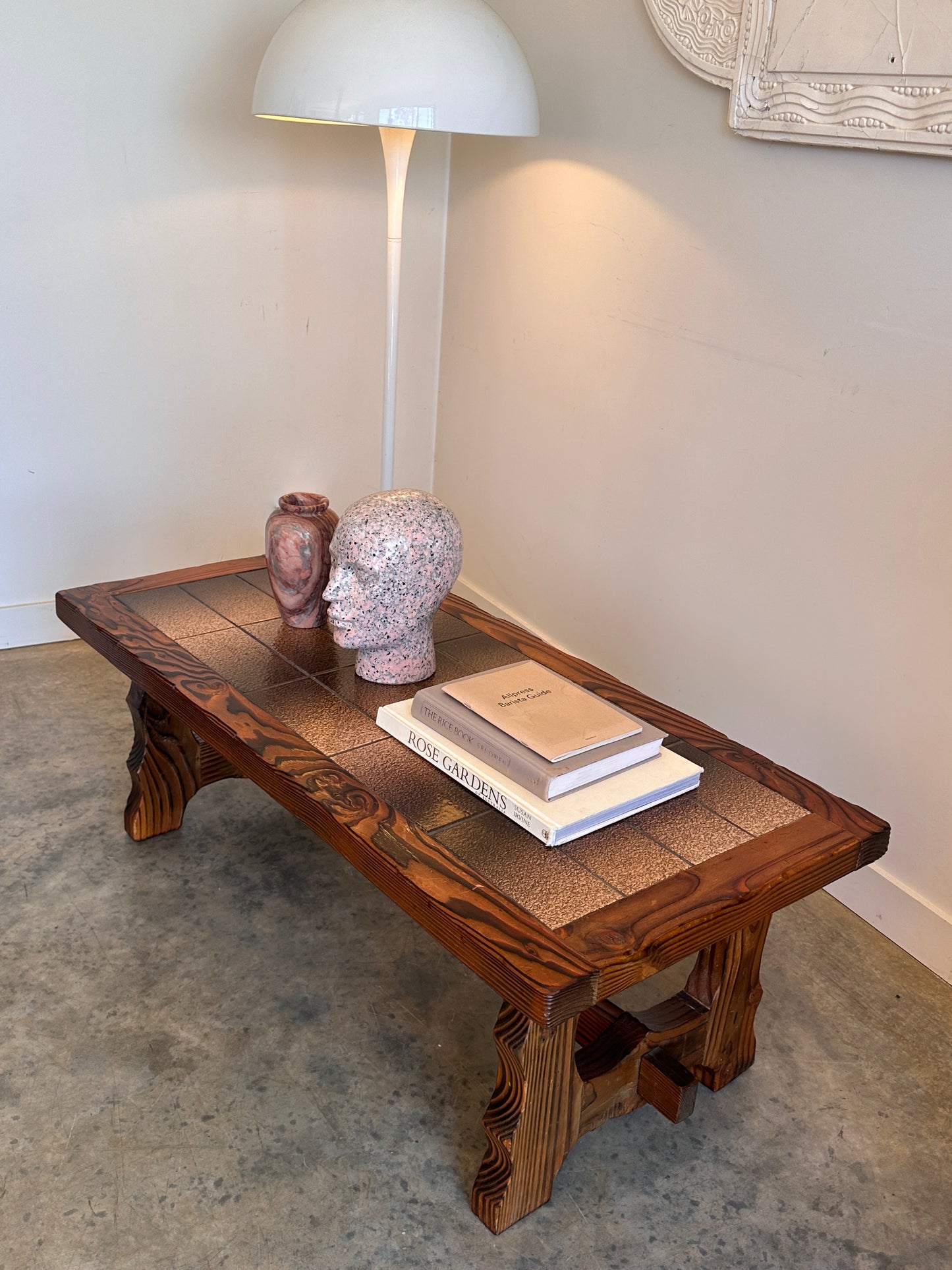 Vintage Retro Tile & Cedar Coffee Table - Spanish Revival