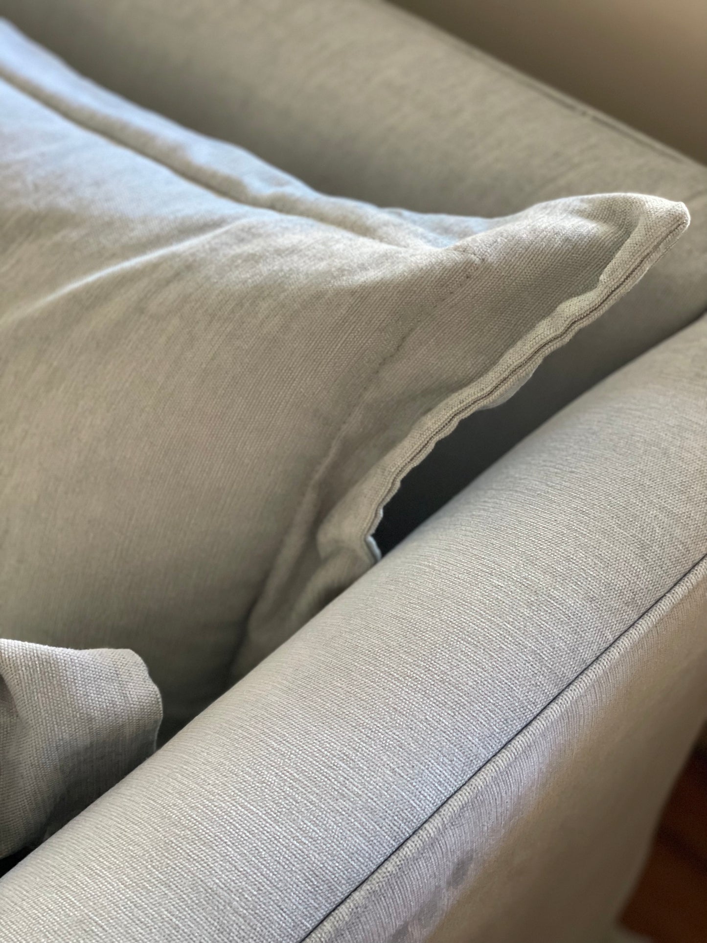 Blue Linen Ruffle Sofa