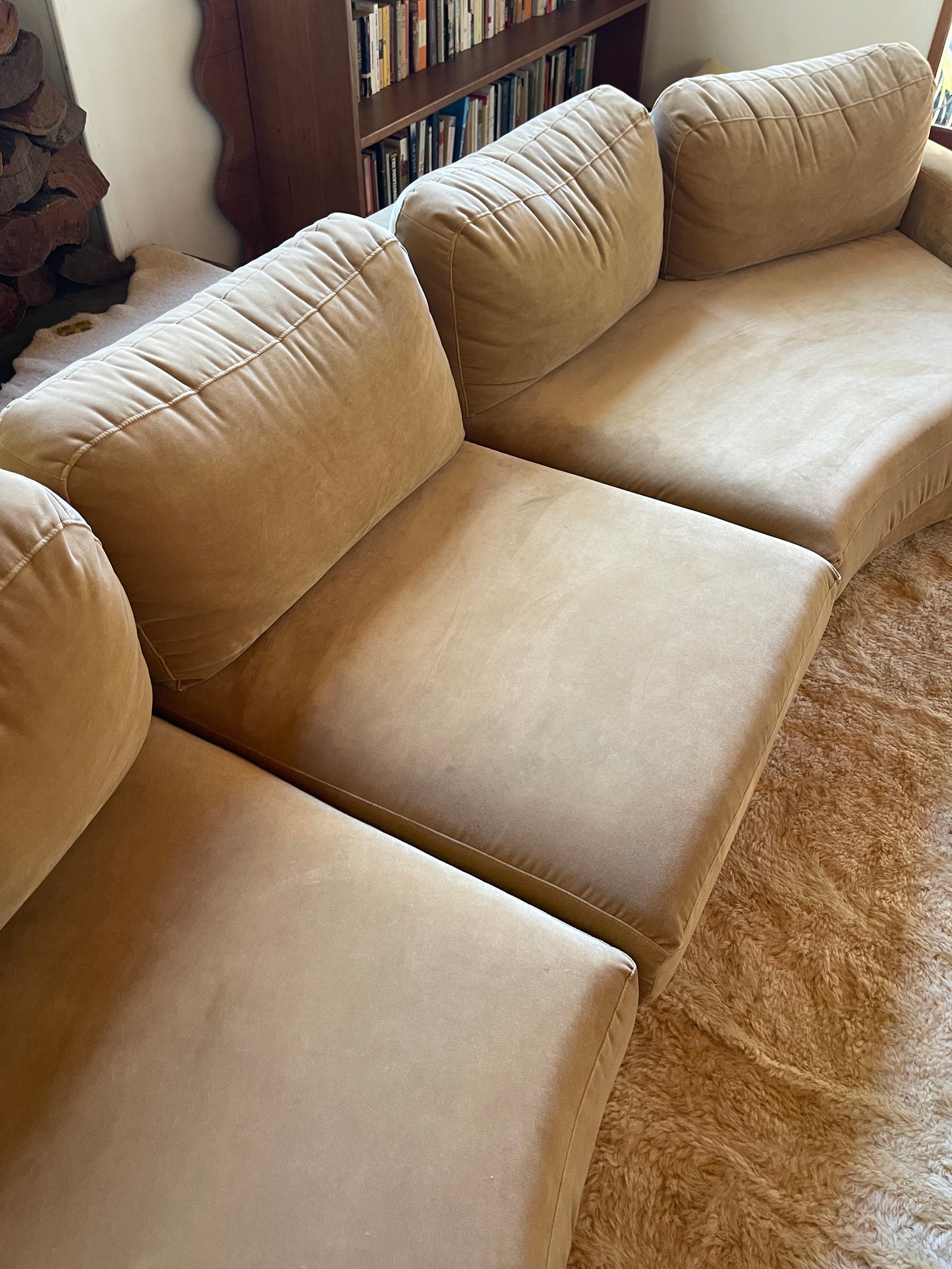 On Hold - Large Modular Soft Camel Velvet Sofa