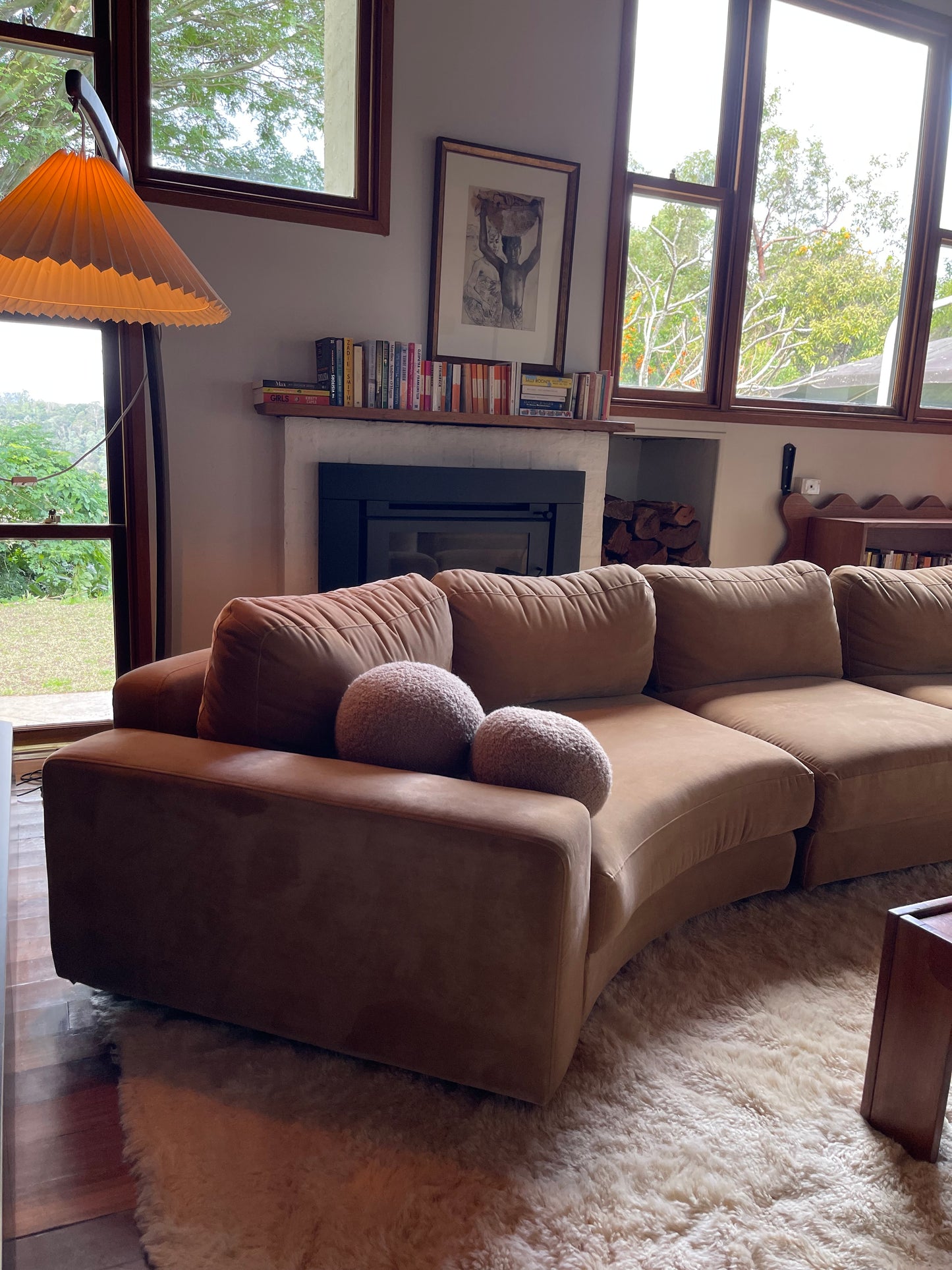 On Hold - Large Modular Soft Camel Velvet Sofa