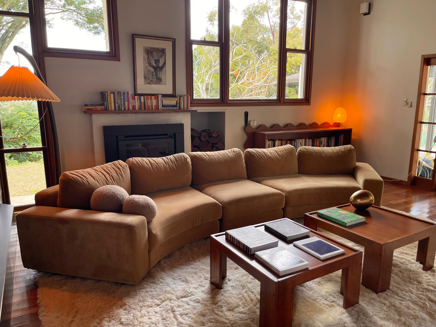 On Hold - Large Modular Soft Camel Velvet Sofa