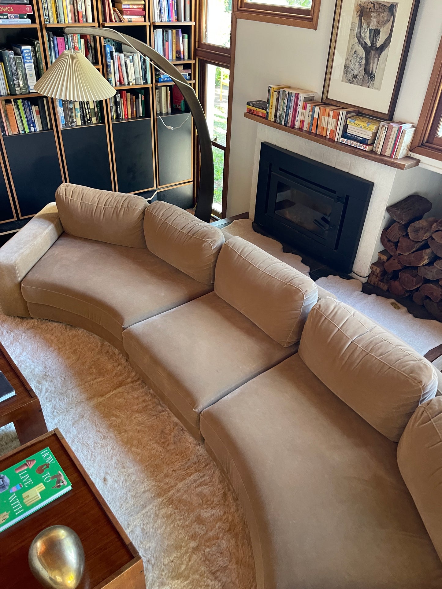 On Hold - Large Modular Soft Camel Velvet Sofa