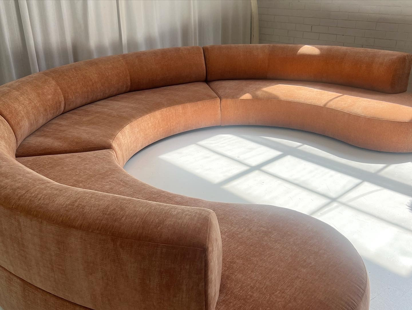 Bespoke Blush Velvet Curved Modular Sofa