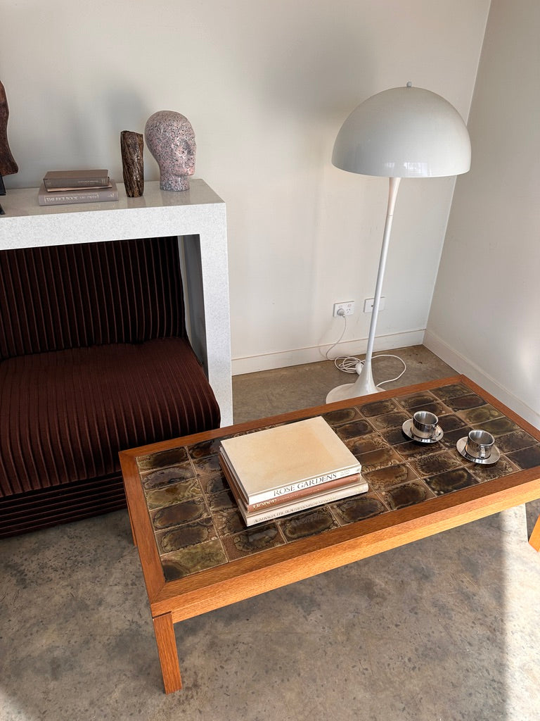 Vintage Mid-Century Green Tile & Timber Coffee Table